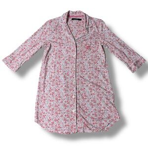 Lauren Ralph Lauren Pink Floral Button Front Nightshirt Size Small
